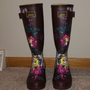 Plum floral Joules Rainboots